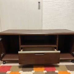 テレビボードこげ茶キャスター付の画像