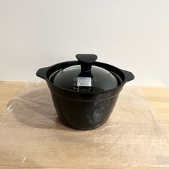 【美品】ご飯炊き土鍋 3合 ガス火専用 ブラック　(未使用)の画像