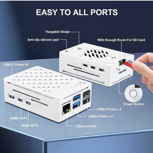 【新品未開封】ミニPC自作フルキット RasTech Raspberry Pi 5 8GB スターターキット 技適マーク Pi 5 8gb 本体 / 64GBのメモリカード/ 5.1V 5 A 27W 電源/ 2 Micro HD Out ケーブル/ABSケース/アクティブクーラー/USBカードリーダー/ドライバー/日語説明書