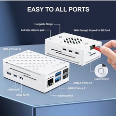 【新品未開封】ミニPC自作フルキット RasTech Raspberry Pi 5 8GB スターターキット 技適マーク Pi 5 8gb 本体 / 64GBのメモリカード/ 5.1V 5 A 27W 電源/ 2 Micro HD Out ケーブル/ABSケース/アクティブクーラー/USBカードリーダー/ドライバー/日語説明書の画像