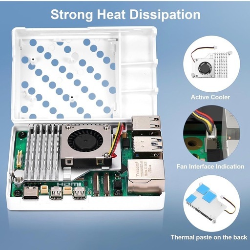 【新品未開封】ミニPC自作フルキット RasTech Raspberry Pi 5 8GB スターターキット 技適マーク Pi 5 8gb 本体 / 64GBのメモリカード/ 5.1V 5 A 27W 電源/ 2 Micro HD Out ケーブル/ABSケース/アクティブクーラー/USBカードリーダー/ドライバー/日語説明書