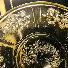 アメリカ　ビンテージ　ガラス　イエロー　ボウルの画像