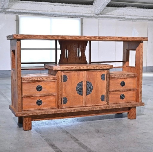 希少 屋久杉 飾り棚 漆塗装 サイドボード 水屋 茶 ダイニング サイド リビングボード 和室 チェスト 収納 キャビネット 屋久島 旅館