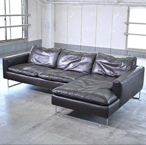 最高級 定価80万 ナツッジイタリア Italsofa コーナーソファセット 本革 濃茶色 セパレート カウチ リビング ラウンジ イタルソファ Natuzzi italia