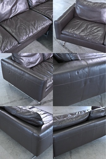 最高級 定価80万 ナツッジイタリア Italsofa コーナーソファセット 本革 濃茶色 セパレート カウチ リビング ラウンジ イタルソファ Natuzzi italia