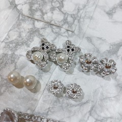 クロックス　ジビッツ　キラキラ　シルバー　白　花　くま　チェーン　y2k 36の画像