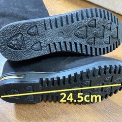 ニーハイブーツ レディース 24.5 LL ブラック ヒールの画像