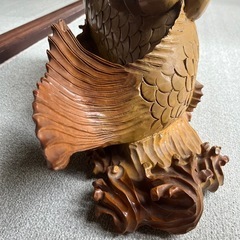 魚上　恵比寿　楠淡彩　木像　置物　アンティーク　縁起物の画像