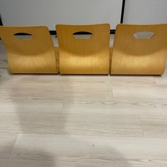 【不二貿易】天然木　和座椅子　3脚セット　和室　イス　レトロの画像