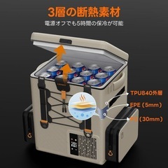 Litheli ポータブル冷蔵庫 バッテリー付 SE 16L 急速冷凍 車載 の画像
