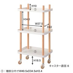 木製 サイドワゴン/キッチン収納 〔3段 グリーン〕 幅50.5cm キャスターの画像