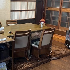こたつ ハイタイプ ダイニングテーブル 椅子4脚 炬燵 ハイテーブル こたつ布団付きの画像