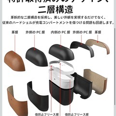 【新品】JDFOGO AirPods Pro 2 本革ケース ブラウン レザーケースの画像