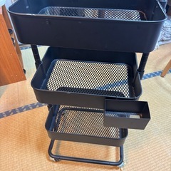 スチールワゴン　黒　キッチン用品　収納　カゴの画像