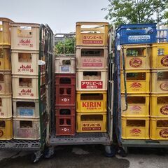 大量 引取限定 兵庫県 商材 アサヒビール asahi キリンビール 三ツ矢サイダー 清酒 ケース コンテナ ビールケース 26個 非売品 レトロの画像