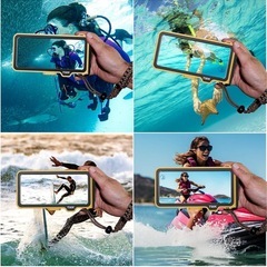 【新品未使用】① 潜水用ケースiphone 水中撮影スマホ防水ケース 水中 写真 IPX8標準防水レベル水深さ15mまで潜水 水中タッチ機能 ストラップ付き6.9インチ以下スマホ対応 水泳 ポーチお風呂 海水浴 夏フェス 温泉 お釣り海 海上アスレチックパークなど適用に対応 (ブラック+イエロー) の画像