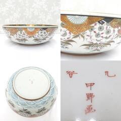 九谷焼 骨董・民芸品 中野画 大鉢 飾鉢 金彩 武士 馬【中古】 【キモノオフ野々市若松店】の画像