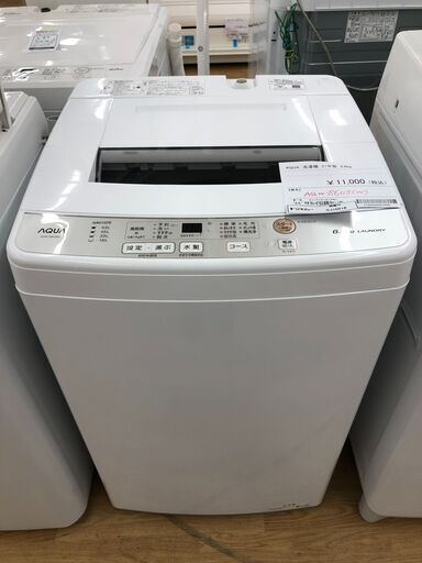 ★リユースのサカイ幸手店★SJ10516★ジモティ割あり★ アクア　AQUA　 洗濯機 AQW-S60J(W) 6.0kg 21年製 動作確認／クリーニング済み