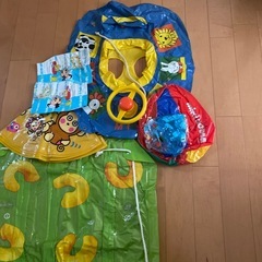 海、プールセット　ビニールボート浮き輪　の画像