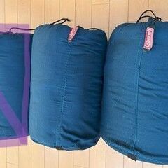 キャンプ用品　coleman フリーススリーピングバッグ　C5　グリーンチェック柄　中古品の画像