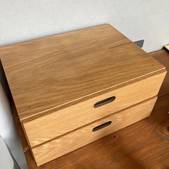 無印良品　スタッキングチェスト・ハーフ・引出し・２段／オーク材突板 の画像