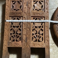 手彫り 木製 サイドテーブル 花台 八角形の画像