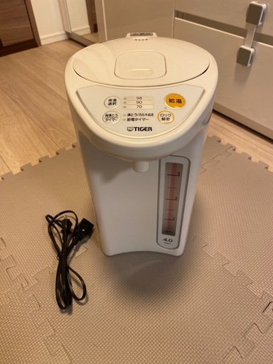 美品！タイガー　マイコン電動ポット　PDR-G401　4L　ホワイト　家庭用 　