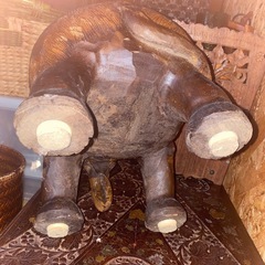 木彫り象 置物 花台 木製の画像