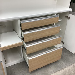 KI-18【新入荷　リサイクル品】松田家具　140セラム　オープンキッチンボード　白×ナチュラルの画像