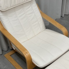 KI-20【新入荷　リサイクル品】IKEA ポエング　パーソナルチェア&オットマン　白×ナチュラルの画像