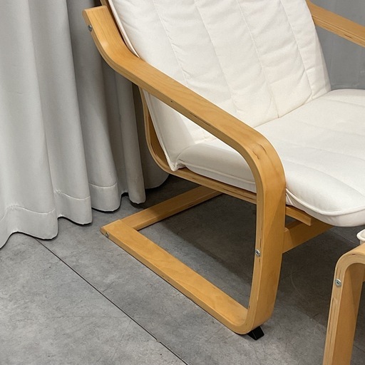 KI-20【新入荷　リサイクル品】IKEA ポエング　パーソナルチェア&オットマン　白×ナチュラル