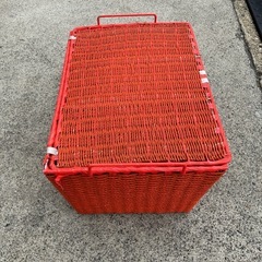昭和レトロ　収納カゴ　収納家具　インテリア　オレンジ　オシャレ家具　箱　籠　収納箱【53.5×36.5高29.5】の画像