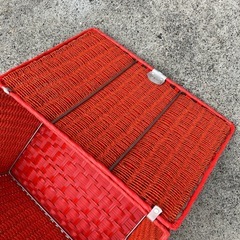 昭和レトロ　収納カゴ　収納家具　インテリア　オレンジ　オシャレ家具　箱　籠　収納箱【53.5×36.5高29.5】の画像