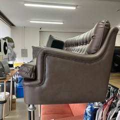 O2509-296　3人掛けソファ ブラウン 中古の画像
