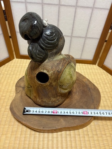 信楽焼き　女狸　松茸　焼き物　骨董品