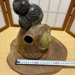 信楽焼き　女狸　松茸　焼き物　骨董品の画像