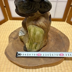 信楽焼き　女狸　松茸　焼き物　骨董品の画像