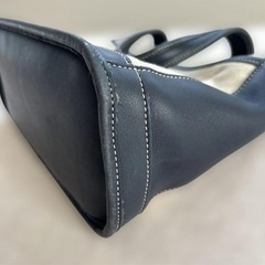 【美品】COACH コーチ ハンドバッグ レザーキャンパス 紺 ベージュの画像