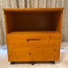 木製デスク用ワゴン ナチュラルウッドの画像