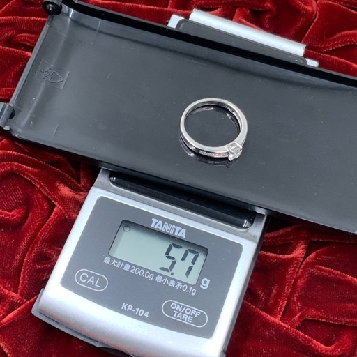 Pt900 ダイヤモンドリング　5.7g 0.47ct 0.37ct 約18号