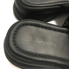 Shishangnuxie レディース 厚底サンダル ミュールサンダル 美脚 夏 ブラック 黒 38の画像