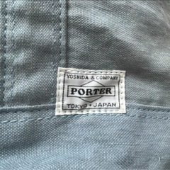 PORTER デニム トートバッグ ブルー 大容量 丸底 口元巾着しばりの画像