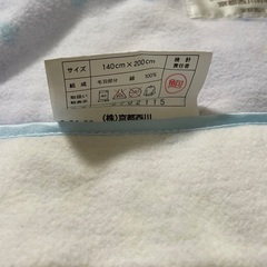 【京都西川の毛布】綿(コットン)100%の毛布 花柄(水色)の画像
