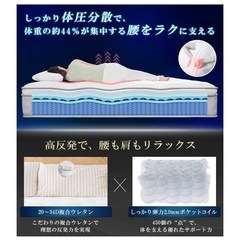 マットレス シングル 高反発 極厚23cm ポケットコイル 450個 高密度 体