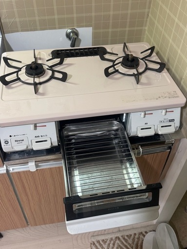 リンナイ ガスコンロ ガステーブル 幅約60cm 片面焼グリル 左強火力 都市ガス用 KG67PKL/13A パステルピンク