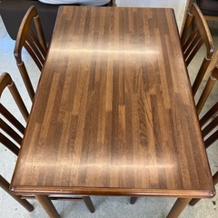 K2509-194 ダイニングテーブルセット ダークブラウン 椅子4脚付き ※バラ売り不可 キズ汚れ多数の画像