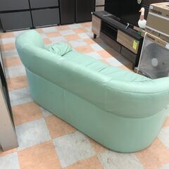 【jジャングルジャングル石川金沢店】  ソファー2人用 ライトグリーン/木目 W155×D84×H72 クリーニング済み												の画像