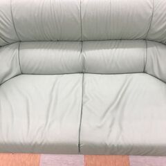 【jジャングルジャングル石川金沢店】  ソファー2人用 ライトグリーン/木目 W155×D84×H72 クリーニング済み												の画像