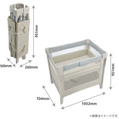 【手渡しのみ・美品ベビーベッド】アップリカ ココネルエアーAB（ホワイトグレー）収納袋付／13,000円の画像
