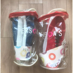 新品2セット赤青メッシュ⭐︎スニーカー男女兼用Mサイズキラ光沢シューズ専用バッグ付の画像